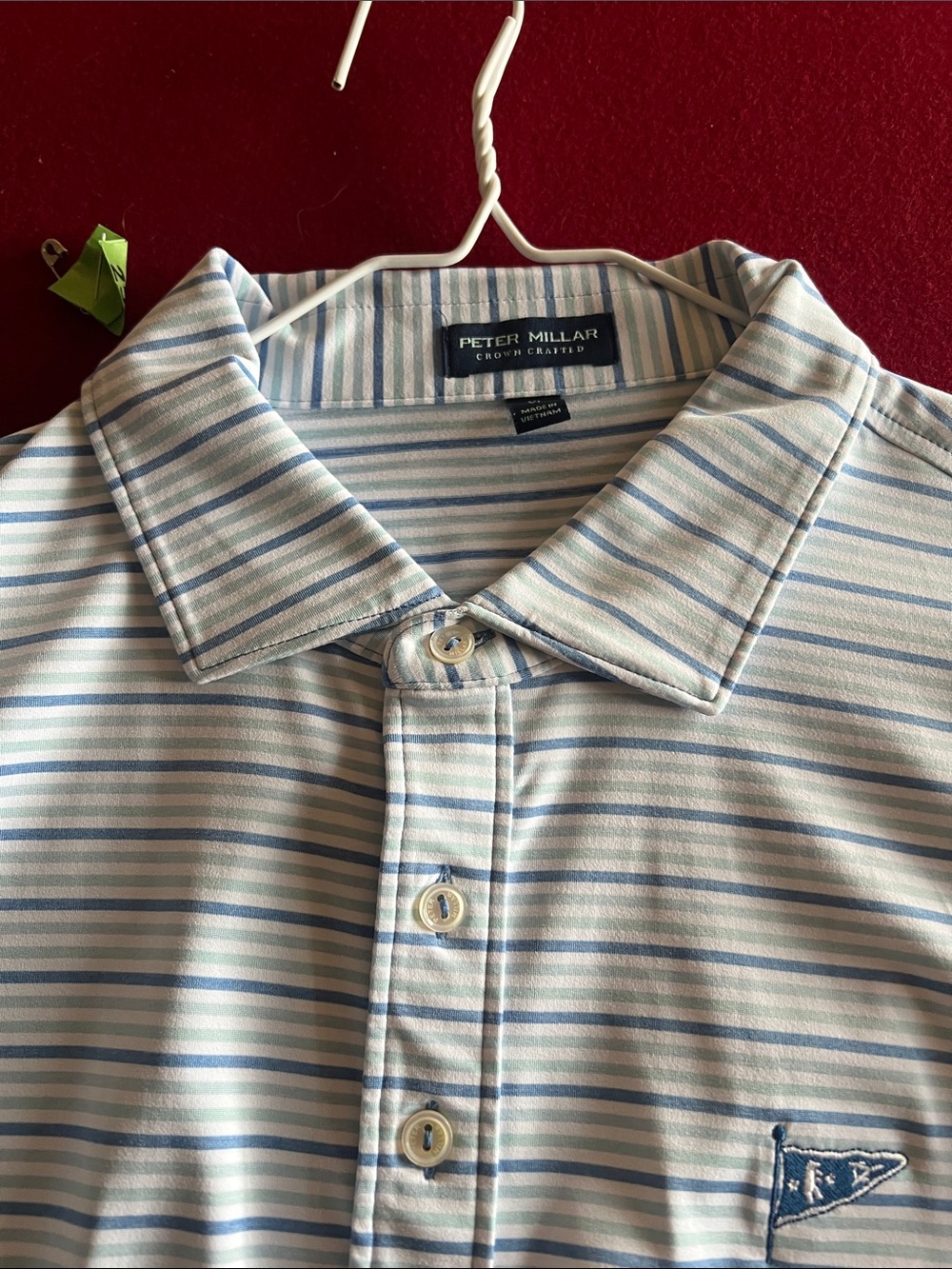 Peter Millar Blue and White Striped Polo